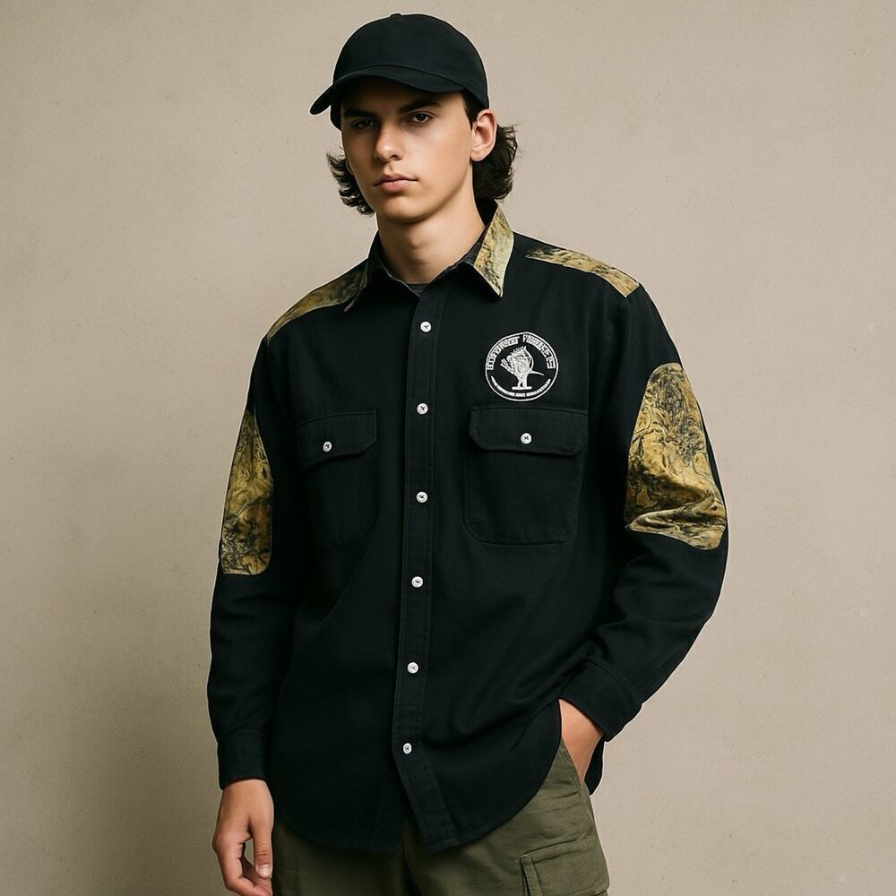 ShadowCamo Outdoorsman Shirt – Black Camo Panel – Size XL-R